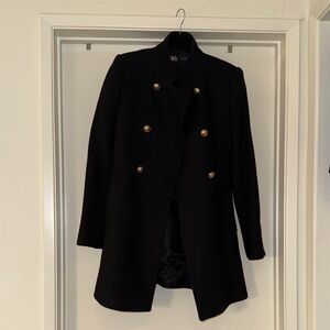 Zara Black Pea Coat with Gold Buttons